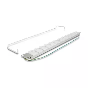 Patch panel 19 inch DELOCK 24-port keystone, noliecami porti, stiepes sprieguma samazināšana, 1U metālisks