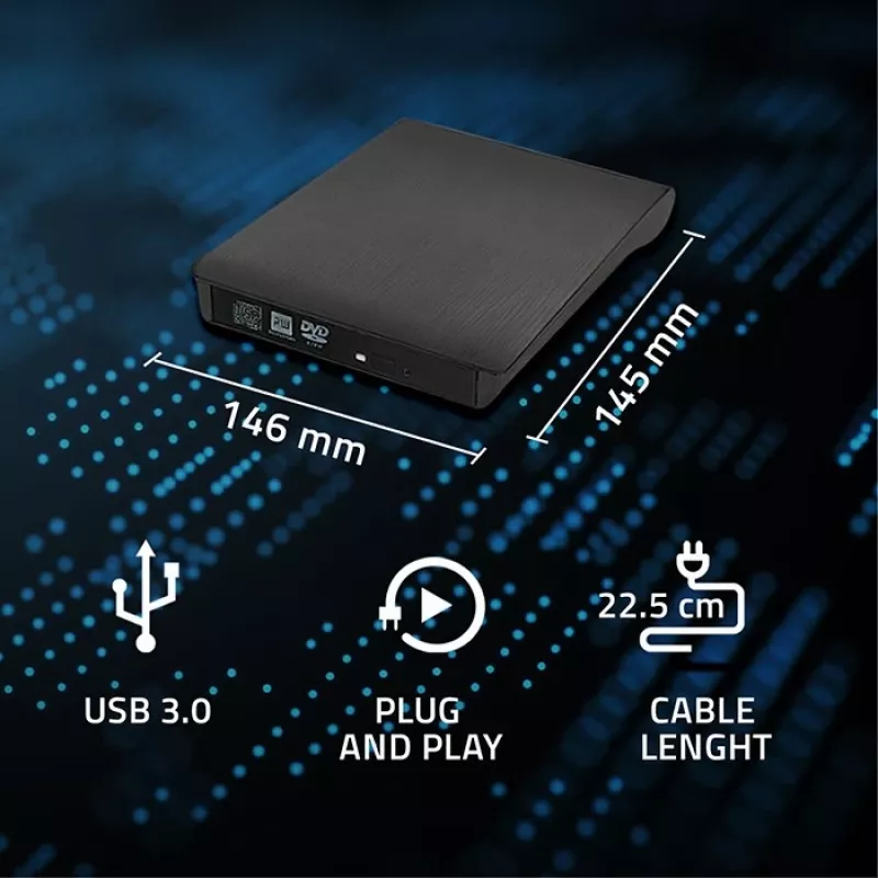 Optiskā diskdziņa korpuss CD/DVD SATA, USB 3.0 9.5 mm