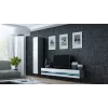 TV skapis Cama Meble VIGO NEW 30/140/40 — 1400×400×300 mm, pelēka virsma, skaidu plātne, pelēks rāmis, baltas spīdīgas durvis