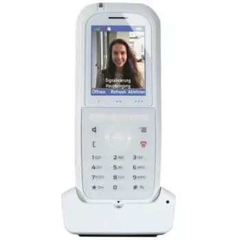 DECT tālrunis agfeo DECT 77 IP — bezvadu VoIP klausule ar skaļruni, zvanītāja ID, displeju (balts)