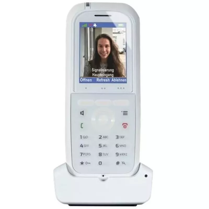 DECT tālrunis agfeo DECT 77 IP — bezvadu VoIP klausule ar skaļruni, zvanītāja ID, displeju (balts)