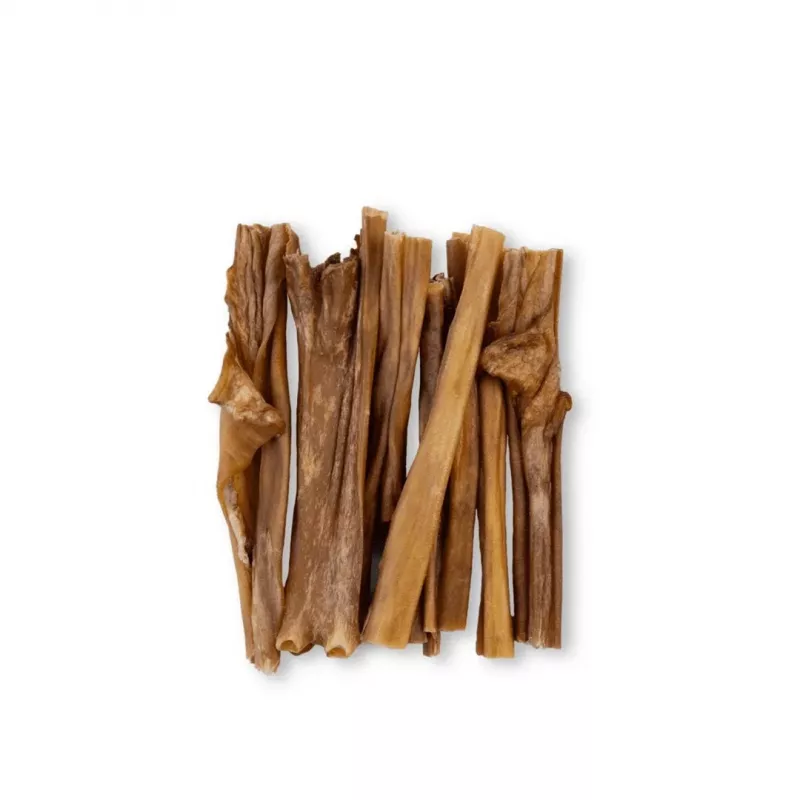 Suņu gardumi UNISZKI Aitas āda 100 g — hipoalerģiska jēra ādas košļājamā našķe, 100 g maisiņš, olbaltumvielas 50,79%, tauki 36,37%