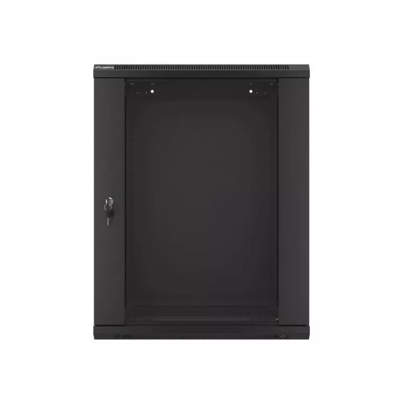 Lanberg pie sienas montējams instalācijas skapja korpuss 19'' 15U 600x450mm melns (stikla durvis)