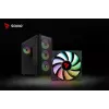 PC korpuss SAVIO Noctis Flow RGB — Cube, ATX/Mini-ITX, 3x 120 mm priekšējie ventilatori, rūdīta stikla sānu panelis, max GPU 35 cm