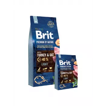 Brit Premium by Nature Light sausā suņu barība, tītars, vista, ābols un kukurūza, 15 kg