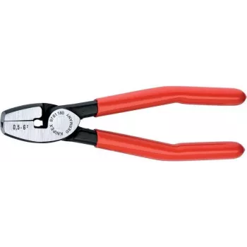 Knipex stiepļu galu uzmavu presējamās knaibles, gar. 180 mm, 0.5–6.0 (AWG 20-10) mm, polarizēts plastmasas pārklājums