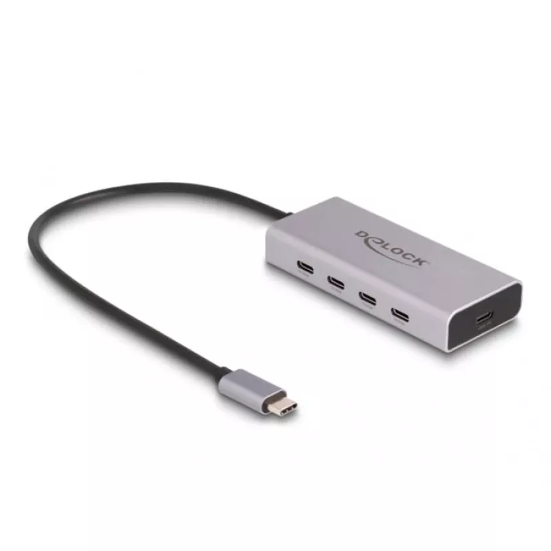 DeLOCK USB centrmezgls 10 Gbps Type-C 4 porti PD 85W 30cm kabelis