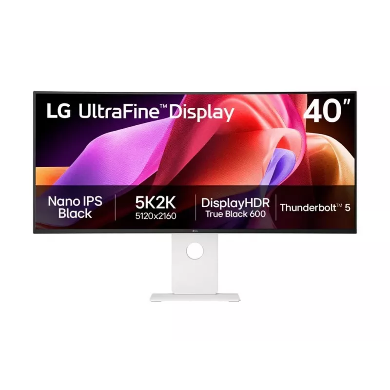 LG UltraWide 40WT95UF-W LED monitors 100,9 cm (40 collas), Balts/melns, 5K2K, Nano-IPS, Izliekts, Thunderbolt 5.0, KVM slēdzis, Daisy Chain, 120Hz panelis (40WT95UF-W.AEU)
