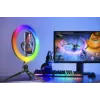 Gredzena lampa RGB 26cm ar statīvu