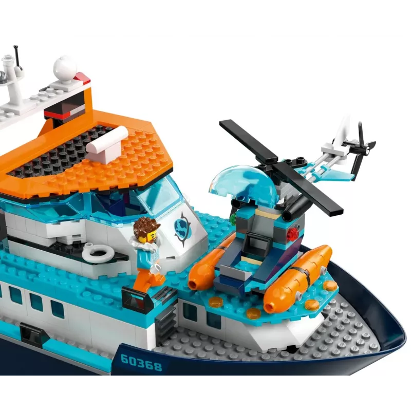 Konstrukciju rotaļlieta LEGO City Arktikas izpētes kuģis 60368 — 815 gab., 7+ gadi, ietver 4 minifigūras