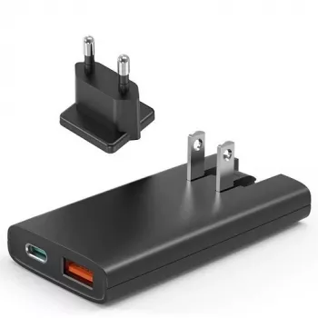 Choetech PD6011 PD65W GaN plāns USB-A+C mini lādētājs (melns)