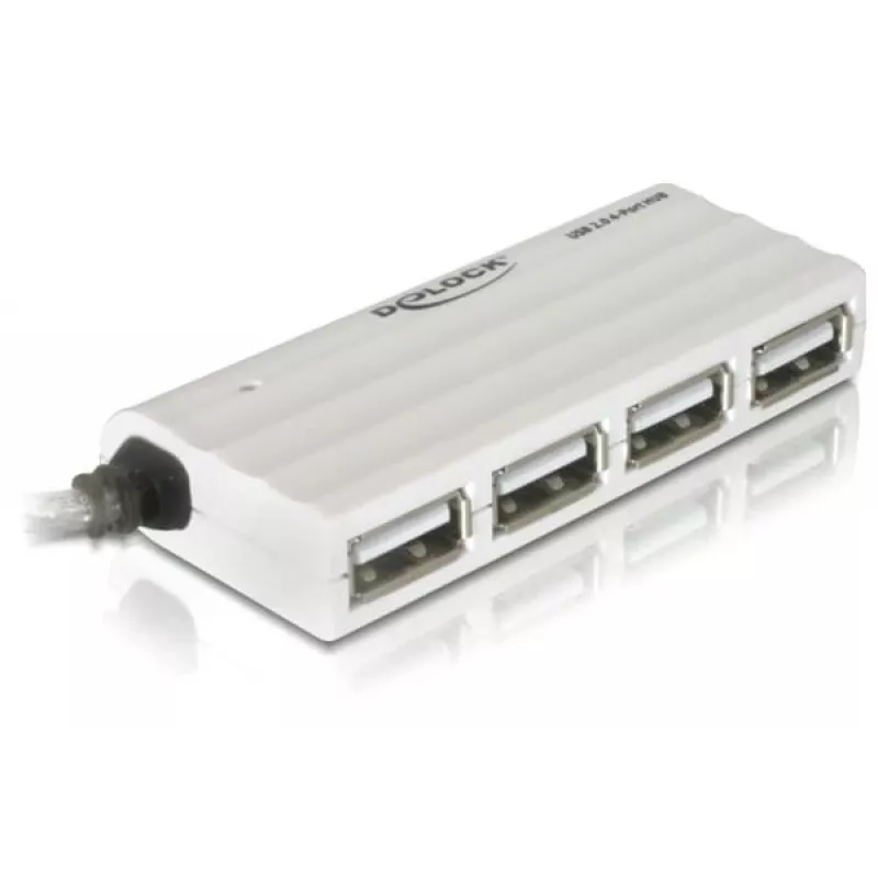 DeLOCK USB centrmezgls 87445 4 pieslēgvietu ārējais 480 Mbit/s Balts