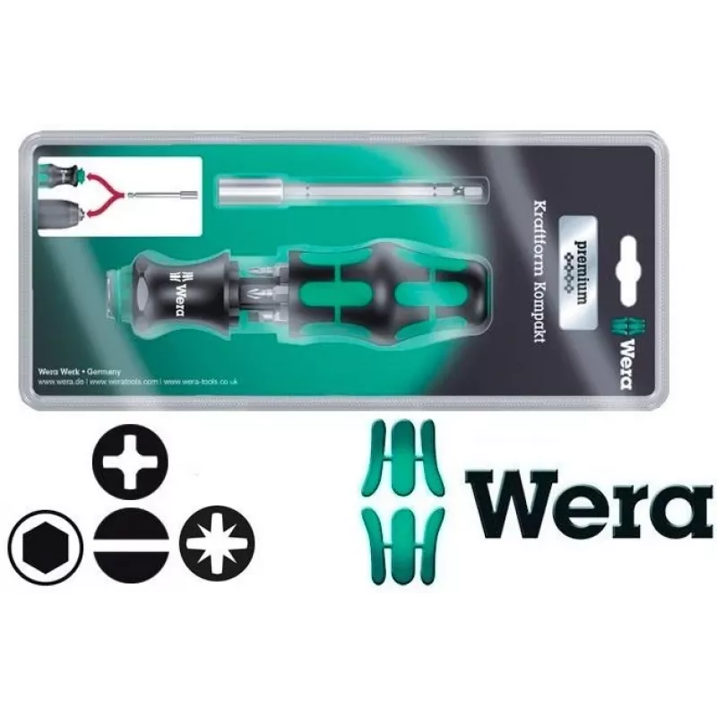 Wera 6 gabalu KK28 Kraftform kompaktais uzgaļu skrūvgriežu komplekts