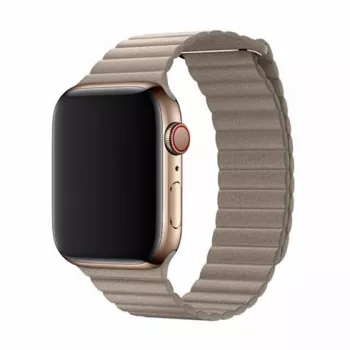 Ādas cilpas siksniņa Apple Watch 44 mm — Devia Elegant Stone, ādas magnētiskais aizdars