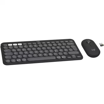 Logitech Pebble 2 Combo bezvadu tastatūra un pele QWERTZ vācu grafīta krāsā