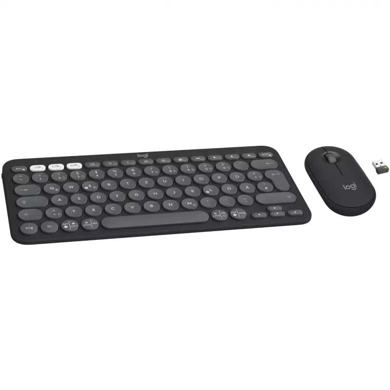 Logitech Pebble 2 Combo bezvadu tastatūra un pele QWERTZ vācu grafīta krāsā