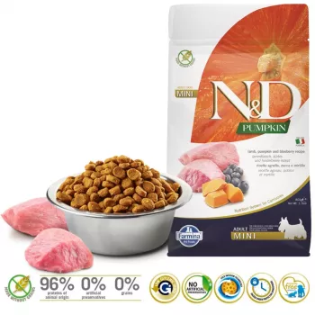 FARMINA N&D Pumpkin Dog Lamb & Blueberry Adult Mini - sausā suņu barība - 800 g