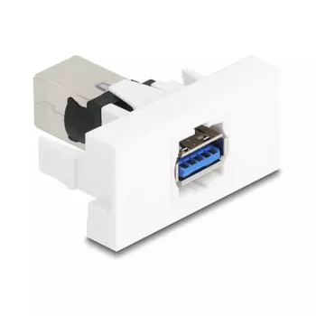Keystone modulis DELOCK 90910 — plakans USB A savienotājs, balts, 45×22.5×42.6 mm
