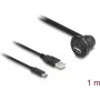 DeLOCK USB 2.0 kabelis USB Type-A vīr. un USB Type-C vīr. uz USB Type-A siev. 90° leņķveida un USB Type-C siev. 90° leņķveida 1 m melns