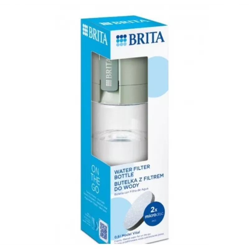 Filtrācijas pudele BRITA Vital Pasteļzaļa 600 ml ar 5 MicroDisc filtru diskiem (BRITA 1059295)