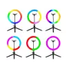 Gredzena lampa RGB 26cm ar statīvu