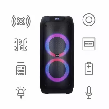 Portatīvs skaļrunis MANTA ATTIS SPK0802 120W, Bluetooth, vadu ieeja, uzlādējams, FM, LED gaismas