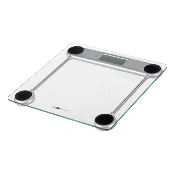 Elektroniskie personālie svari CLATRONIC PW 3368 — maks. 150 kg, precizitāte 100 g, stikla platforma