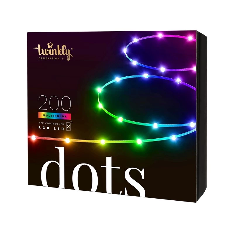 LED vītne Twinkly TWD200STP-TEU daudzkrāsains iekštelpu sloksne, 5 cm atstatums, IP20, caurspīdīgs kabelis