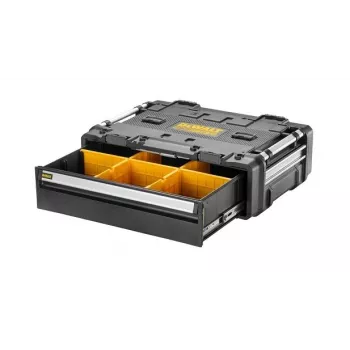 Instrumentu kaste DeWalt DWST08510-1 — alumīnija un plastmasas konstrukcija, melna/dzeltena