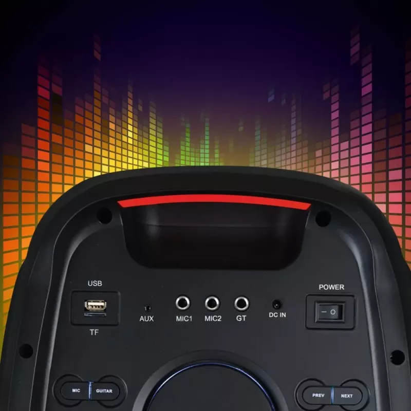 Portatīvs skaļrunis MANTA ATTIS SPK0802 120W, Bluetooth, vadu ieeja, uzlādējams, FM, LED gaismas