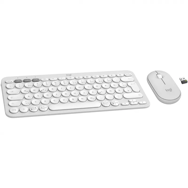 Logitech Pebble 2 Combo komplekts, balts, bezvadu, vācu, 920-012204