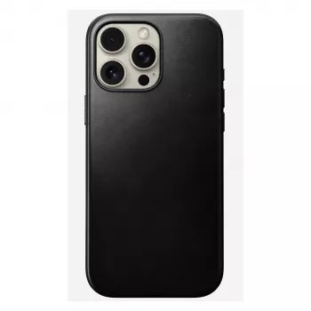 Mobilā tālruņa vāciņš Nomad Modern Leather vāciņš iPhone 16 Pro Max, 6.9 collas (17.5 cm), melns, āda+PC+TPU