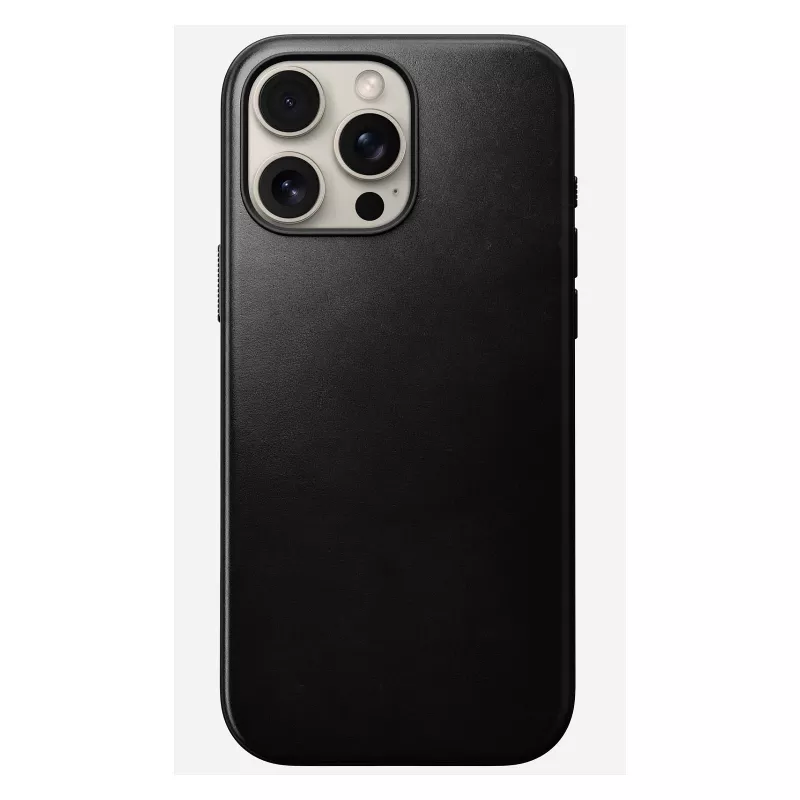 Mobilā tālruņa vāciņš Nomad Modern Leather vāciņš iPhone 16 Pro Max, 6.9 collas (17.5 cm), melns, āda+PC+TPU