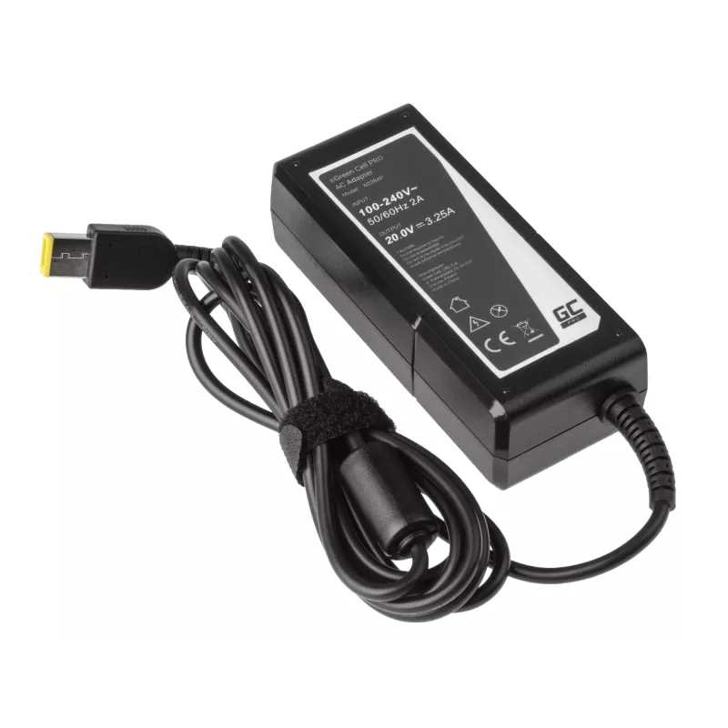 Strāvas adapteris zaļa Cell AD38AP 65W Lenovo klēpjdatoriem, 20V 3.25A, 1.2 m kabelis, melns