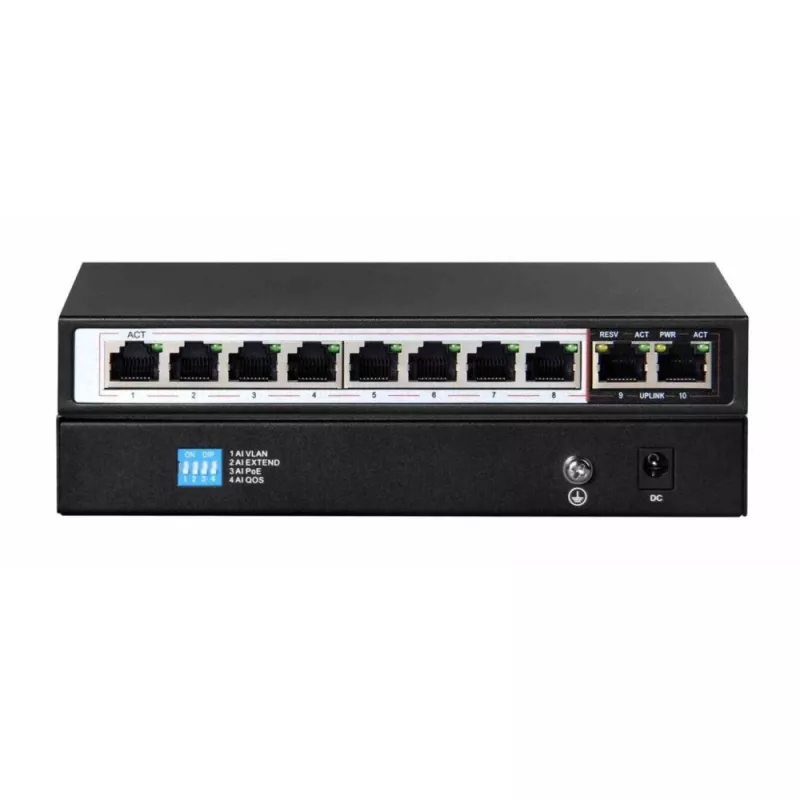 Extralink PoE slēdzis CERES 8x 100Mb/s PoE/PoE+, 2x RJ45 Uplink 100Mb/s, 96W