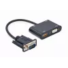 Video kabeļa pārveidotājs GEMBIRD A-VGA-HDMI-02 0,15 m — HDMI + VGA (D-Sub) sievišķā uz VGA (D-Sub) vīrišķo, melns