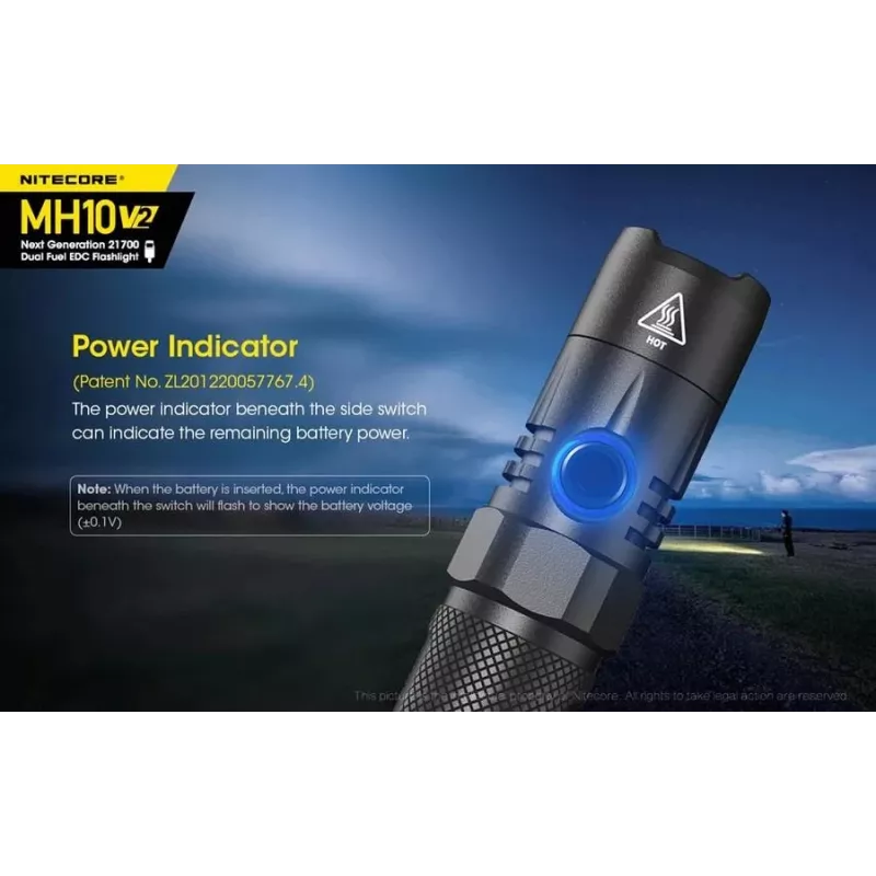 Rokas lukturītis Nitecore MH10 V2 Melns