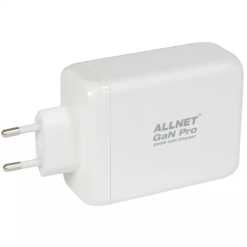 ALLNET Strāvas padeve PSU-GaNPD-USB-1A3C-200W — 200W GaN USB lādētājs, 1× USB-A, 3× USB-C