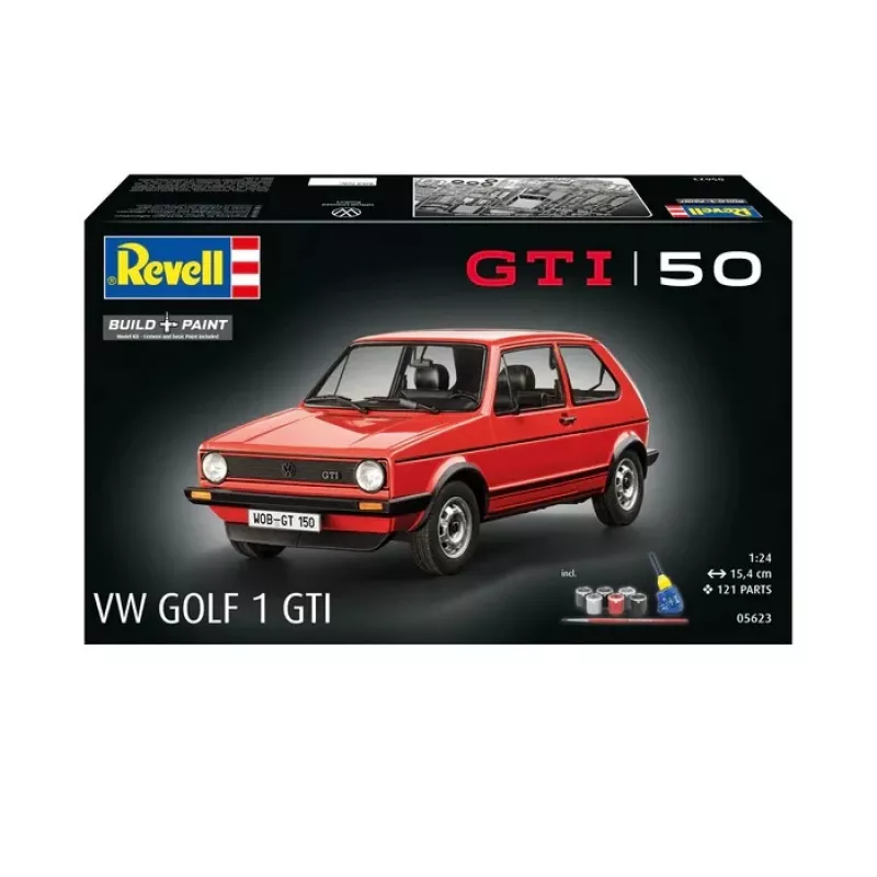 Plastmasas modelis auto REVELL VW Golf1 GTI 50 gadi mērogā 1:24
