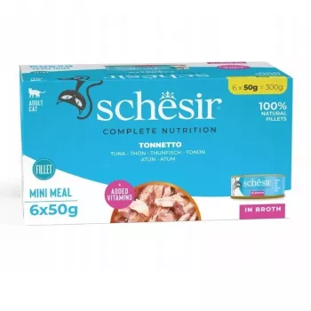 SCHESIR konservēts tunzivs vārīšanas ūdenī - mitrā kaķu barība - 6 x 50 g