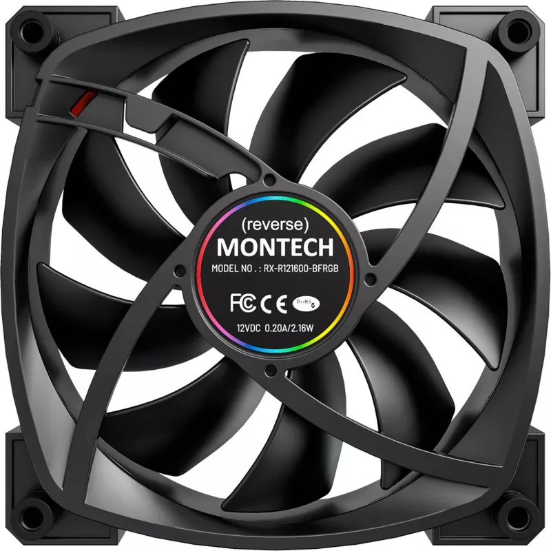 Ventilators Montech RX120 PWM 12 cm Melns 720–1760 RPM Rifle Bearing