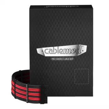Strāvas kabeļu komplekts CableMod PRO Series ModMesh C-Series for Corsair RMi/RMx — melni/sarkani pīti kabeļi