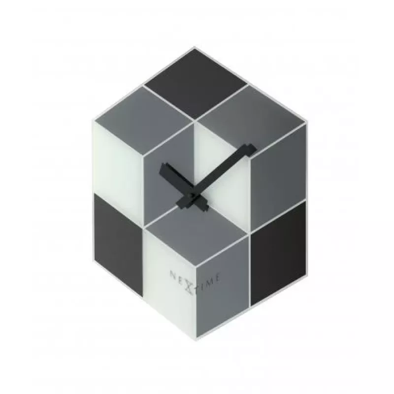 NeXtime klok 8171 Cubic, 43.5x37 cm, pie sienas stiprināms, Melns/ Balts/ Pelēks