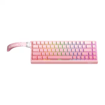 Vadu spēļu tastatūra Onikuma G69 — rozā, USB savienojums, pilna izmēra izkārtojums
