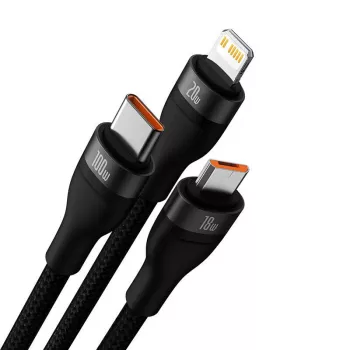 USB kabelis Baseus CASS030101 1,2 m USB A/USB C uz USB C/Micro-USB B/Lightning melns