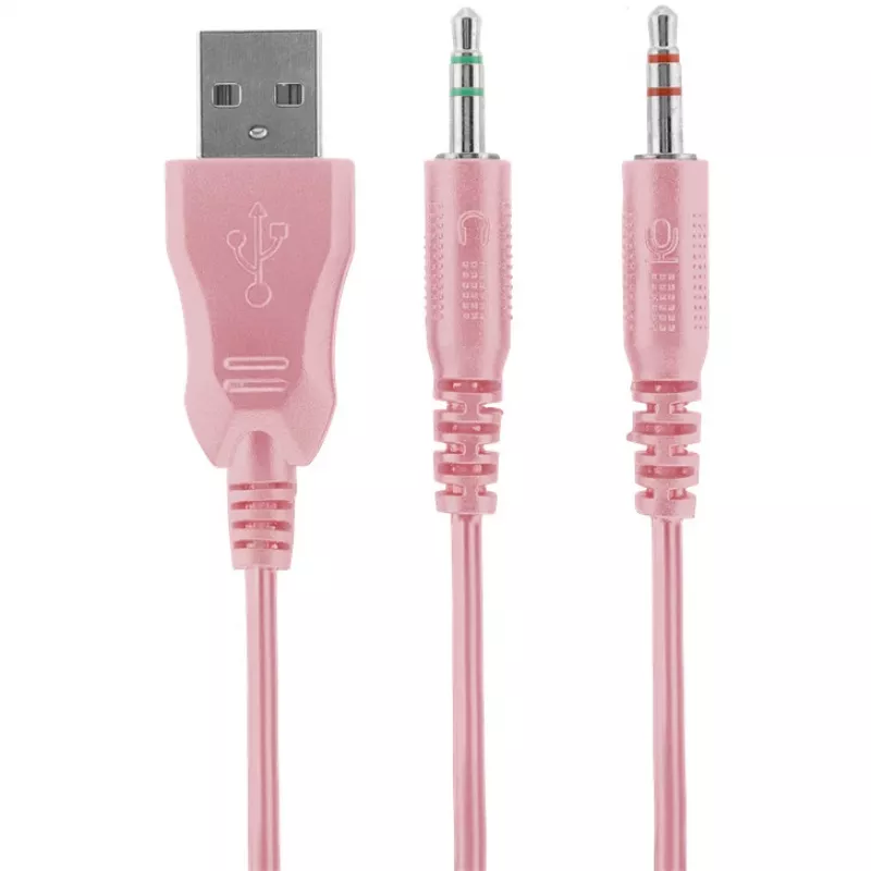 Deltaco GAM-030-P Austiņas un austiņu/mikrofona komplekts Stieples Galvas saite Spēlēm USB A tipa Rozā (GAM-030-P)