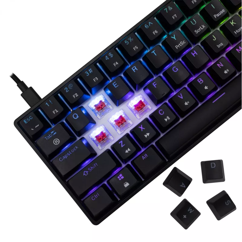 Mehāniskā spēļu tastatūra White Shark Shinobi-2 ar sarkanajiem slēdžiem, melna, ASV izkārtojums