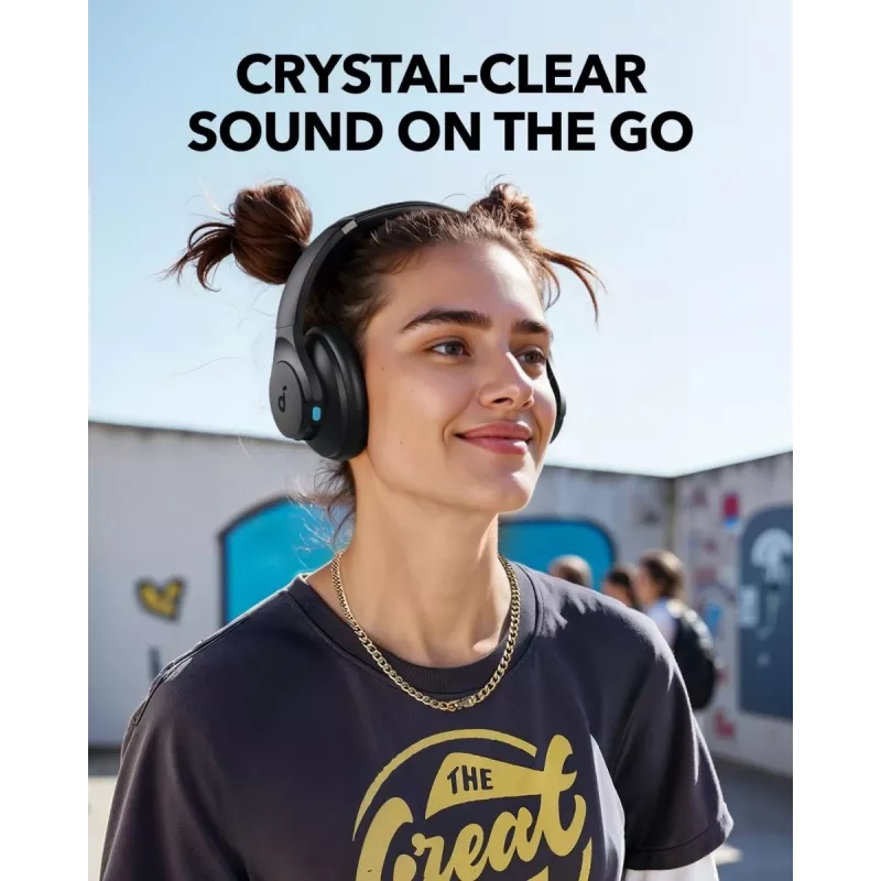 Apkārt auss austiņas Anker Soundcore Q11i, Bluetooth 5.0, līdz 20 stundām baterija, iebūvēts mikrofons, tumši pelēkas