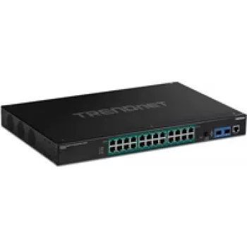 TRENDnet TI-RP262I - Industriālais - Slēdzis - pārvaldīts - 24 x 10/100/1000 (PoE+) + 2 x SFP - montējams statīvā - PoE+