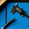 iFixit digitālais bīdmērs ar zilu LCD ekrānu